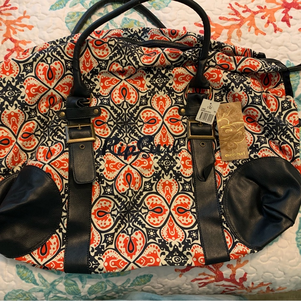 RIP CURL Woodblock Canvas Overnight Duffle  Weekend Bag New with tags